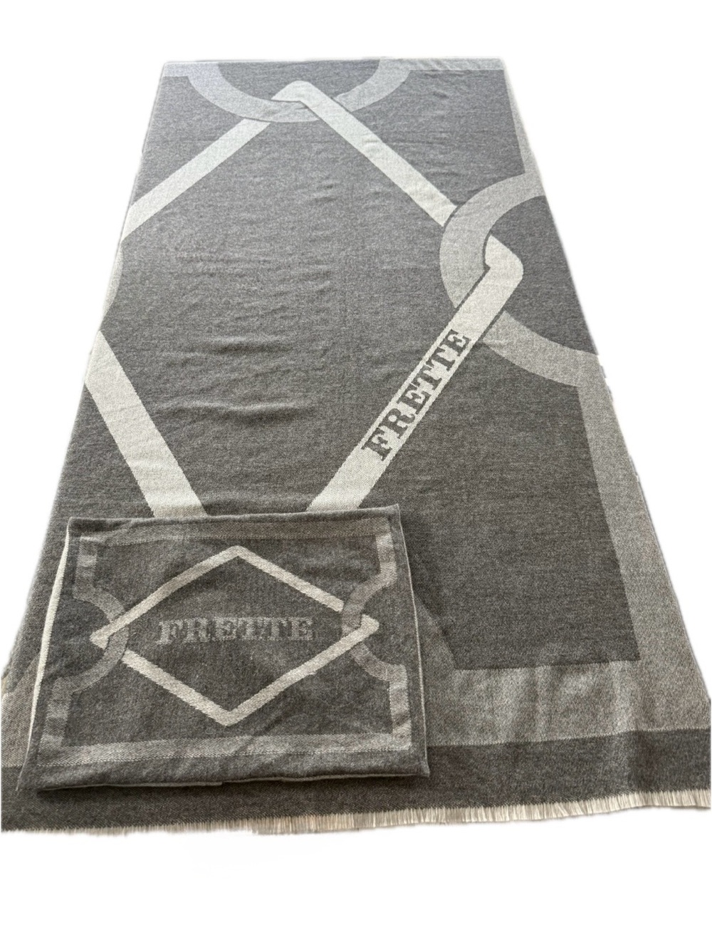 Frette Two-Tone Gray Logo Jacquard Throw